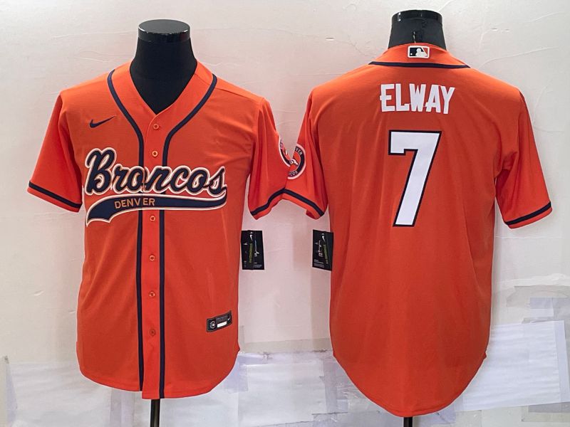 Men Denver Broncos 7 Elway Orange Nike Co branded Jersey